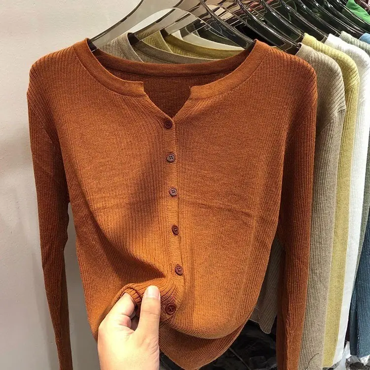 V-Neck Long Sleeve Knit Cardigan Women Spring — feature 32