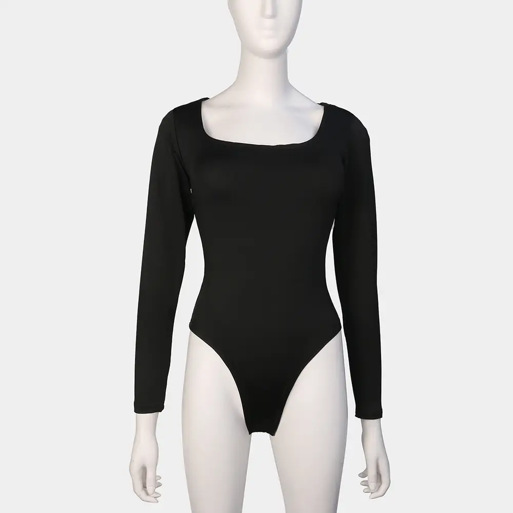 Black Long-Sleeve Women's Slim Fit Jumpsuit — feature 28