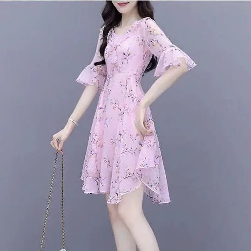 Women's Bell Sleeve Floral Skirt Dress Summer 2025 - Image 4