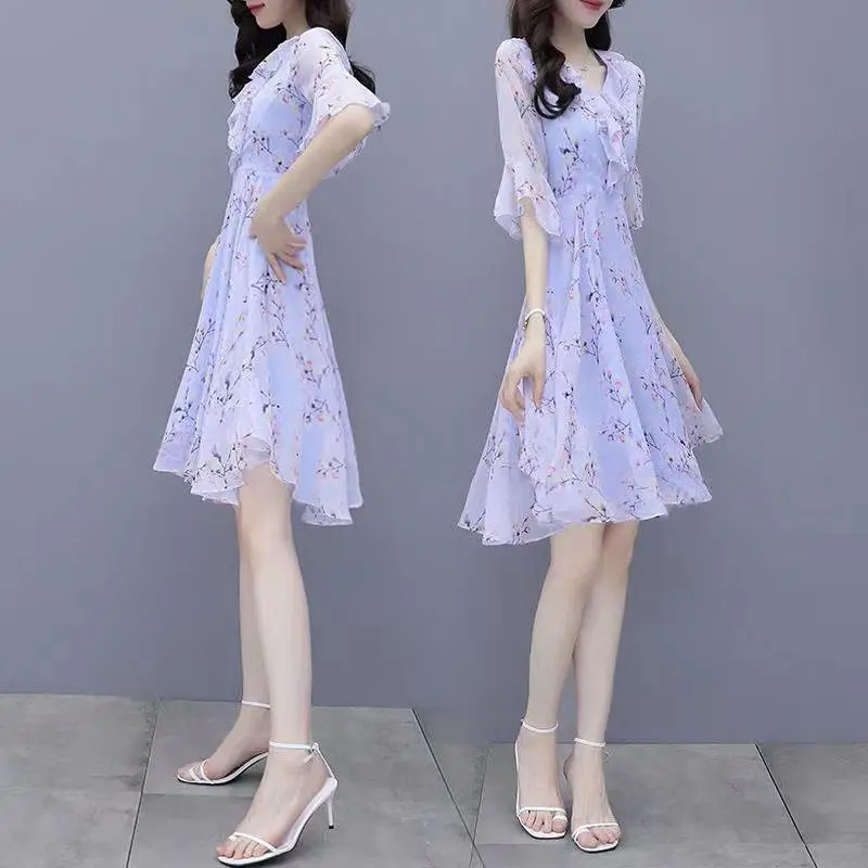 Women's Bell Sleeve Floral Skirt Dress Summer 2025 - Image 6