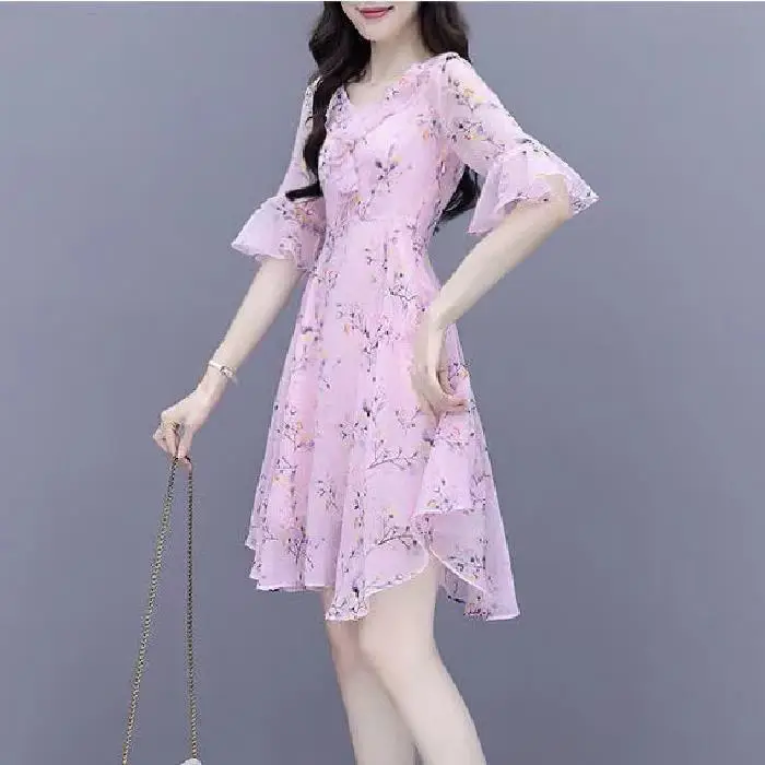 Women's Bell Sleeve Floral Skirt Dress Summer 2025 - Image 2
