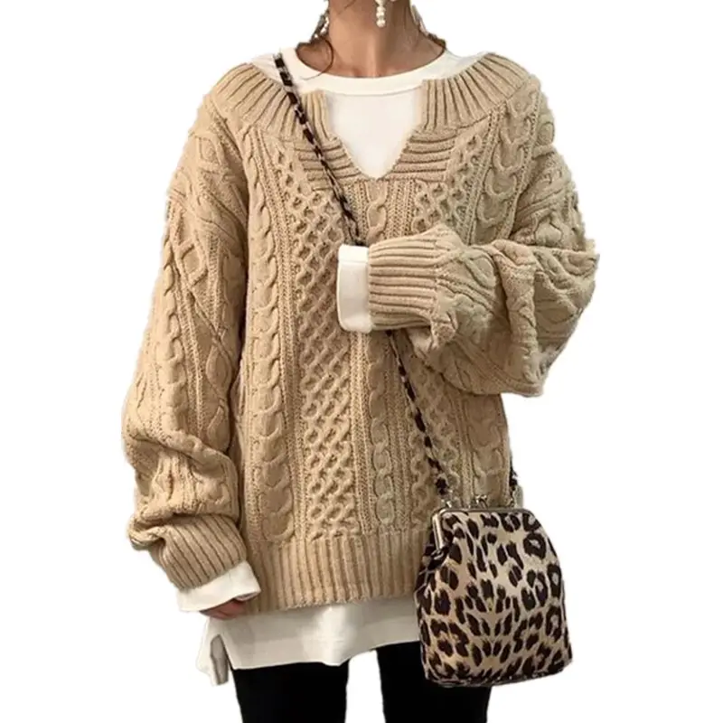 2023 Black Knitted V-Neck Sweater Casual Wear - Image 3