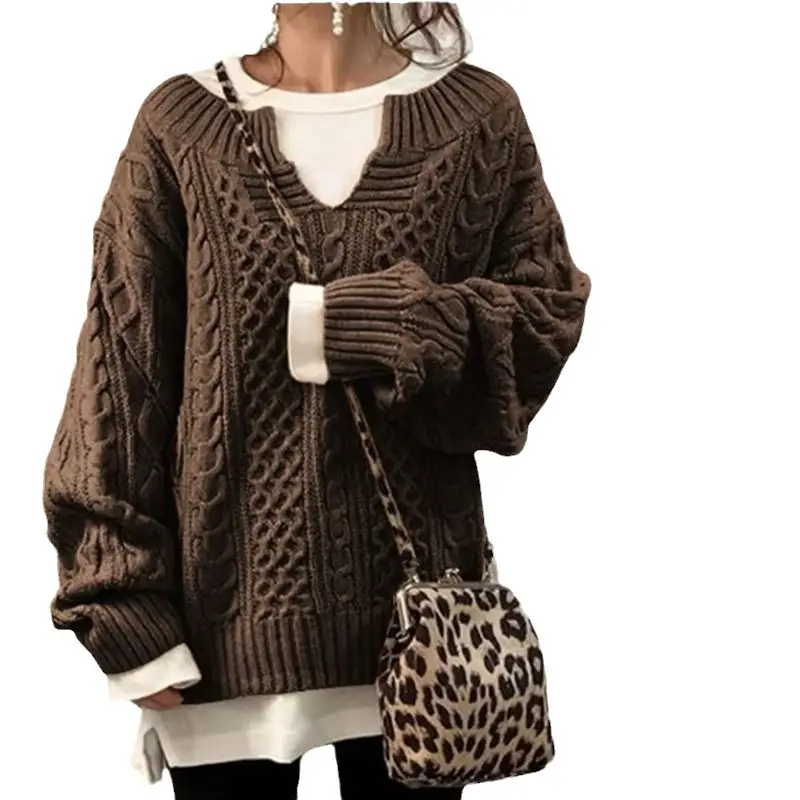 2023 Black Knitted V-Neck Sweater Casual Wear - Image 5