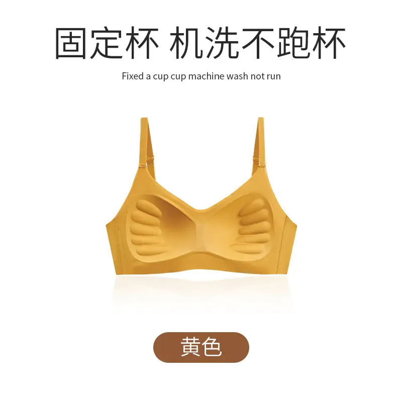 One-piece Fixed Cup Seamless Sling Underwear Women's Small Chest Push-up One-piece Adjustable Rimless Bra Bra