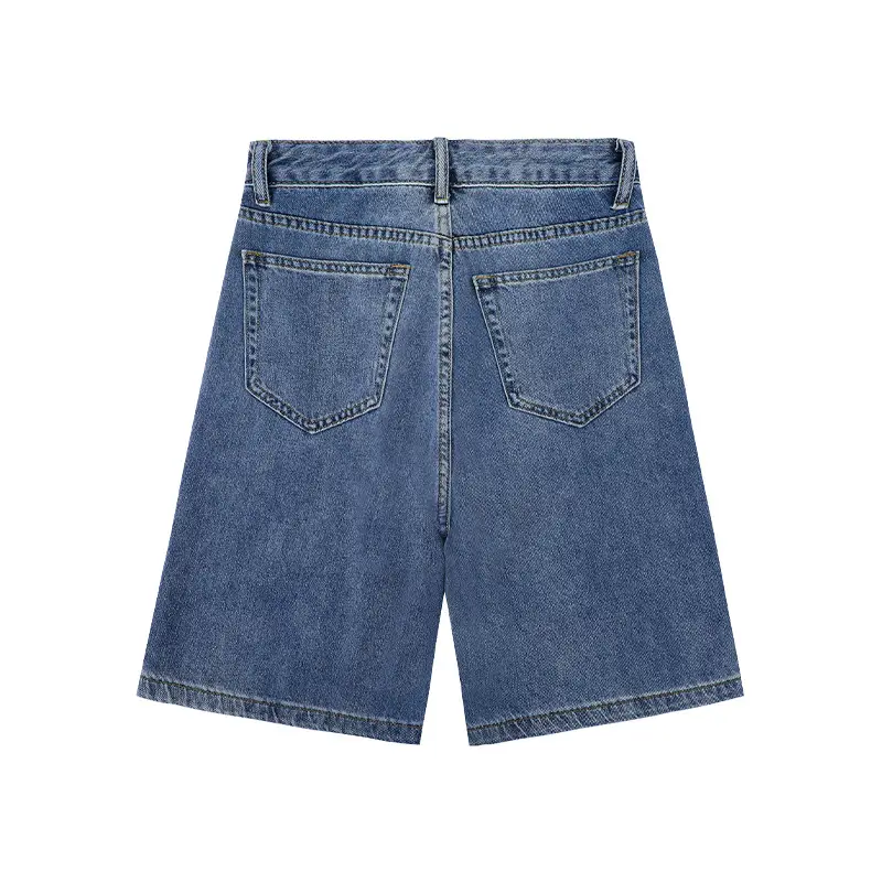 Denim Shorts Women Blue Slimming High Waist - Image 3