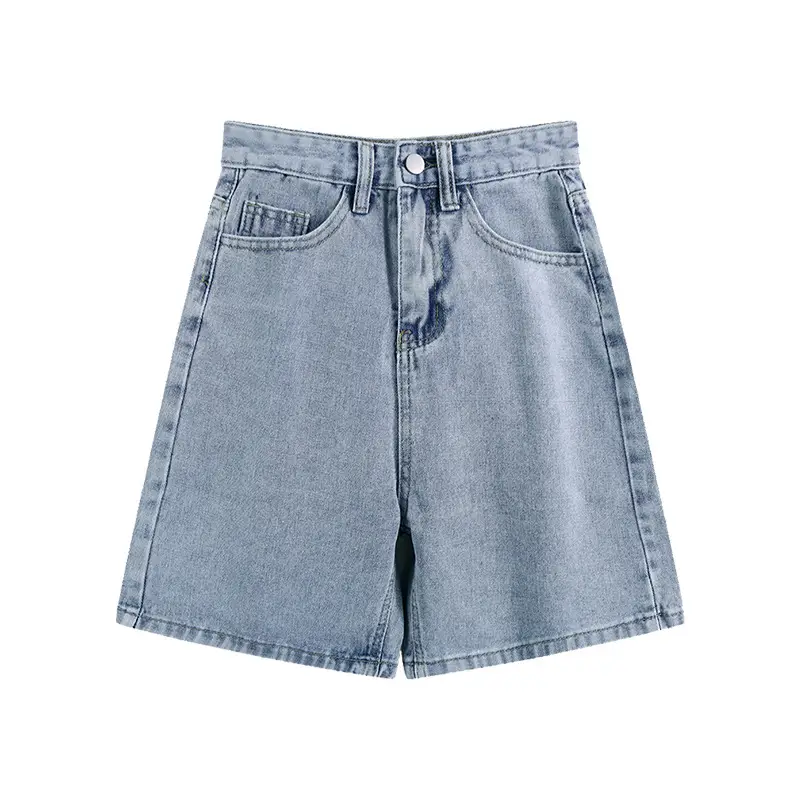 Denim Shorts Women Blue Slimming High Waist - Image 2