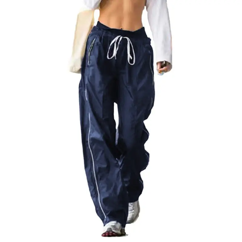Women's Navy Blue Loose Lace-up Trouser Set - Image 6