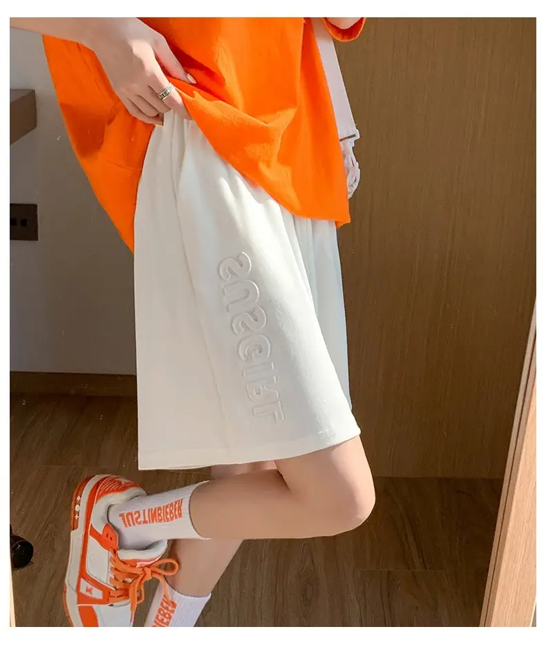 Women's Bump Letter Shorts White 2025 Summer — feature 10