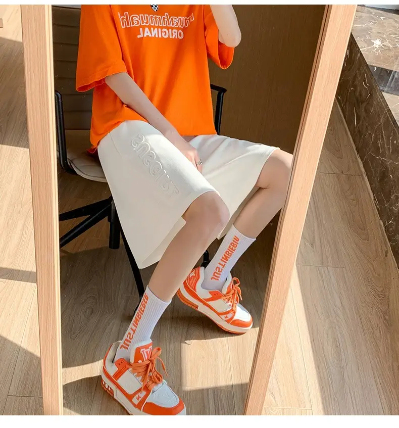 Women's Bump Letter Shorts White 2025 Summer — feature 12