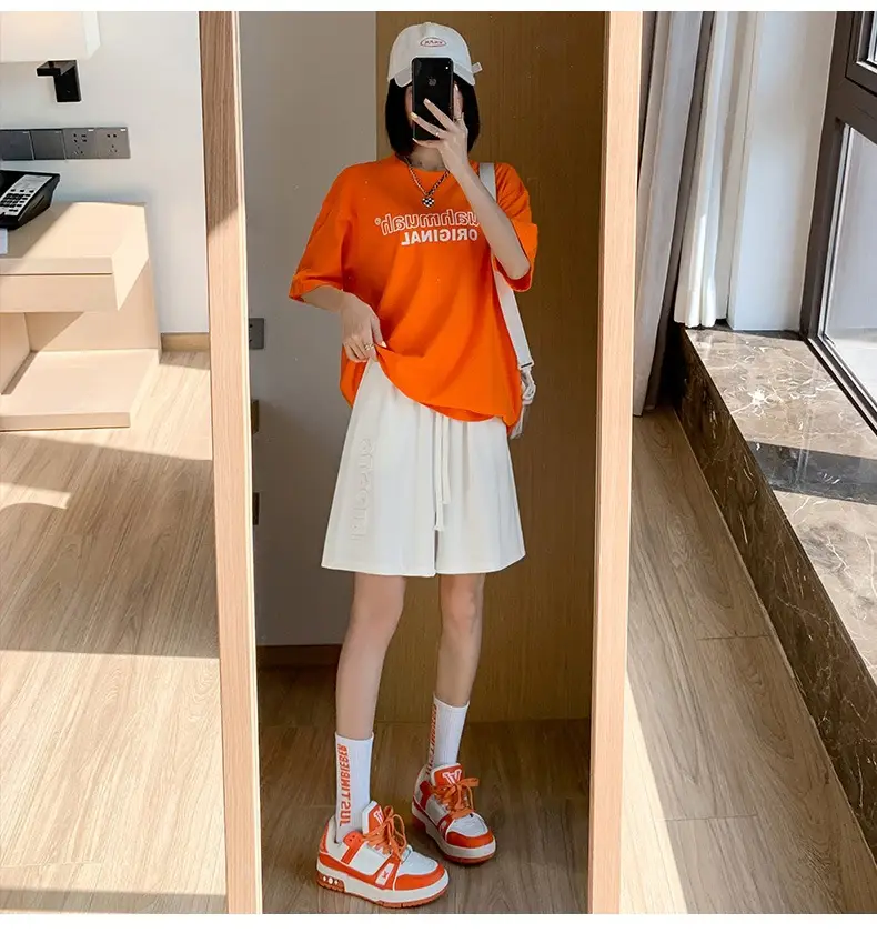 Women's Bump Letter Shorts White 2025 Summer — feature 13