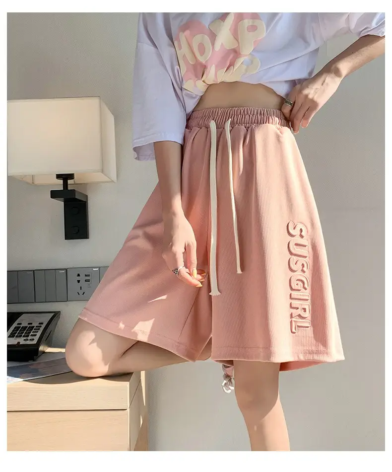 Women's Bump Letter Shorts White 2025 Summer — feature 14