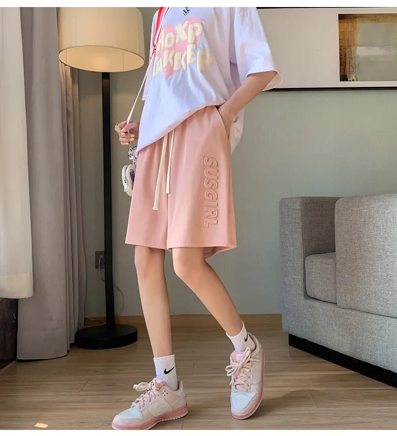 Women's Bump Letter Shorts White 2025 Summer — feature 15