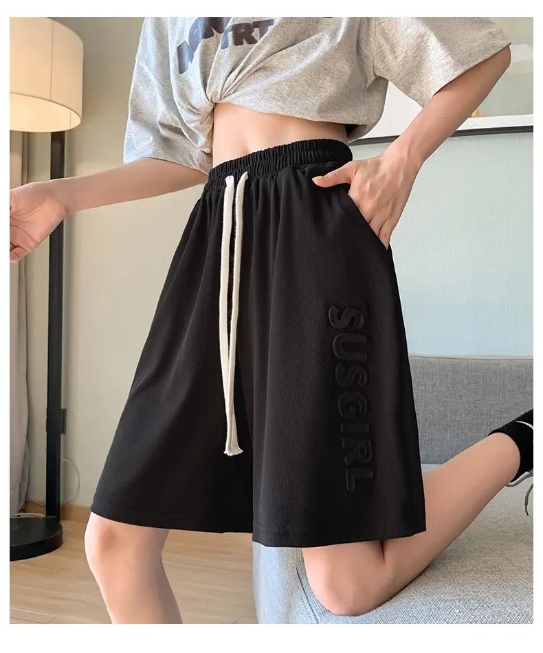Women's Bump Letter Shorts White 2025 Summer — feature 16