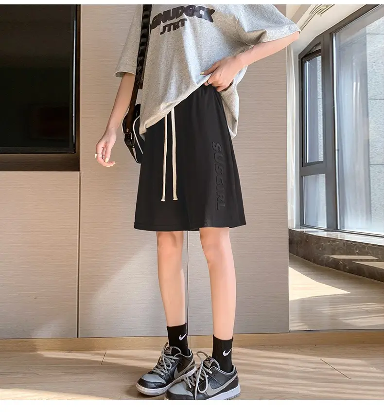 Women's Bump Letter Shorts White 2025 Summer — feature 17
