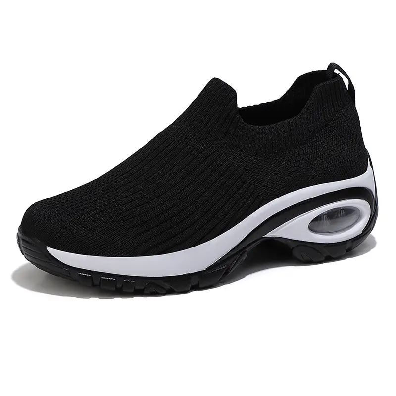 Cross-Border Casual Shoes, Autumn Thick-Soled Running Shoes, Women's Shoes, Comfortable Fly-Knit Breathable Slip-On Shoes, Women's Rocking-Soled Shoes - Image 9