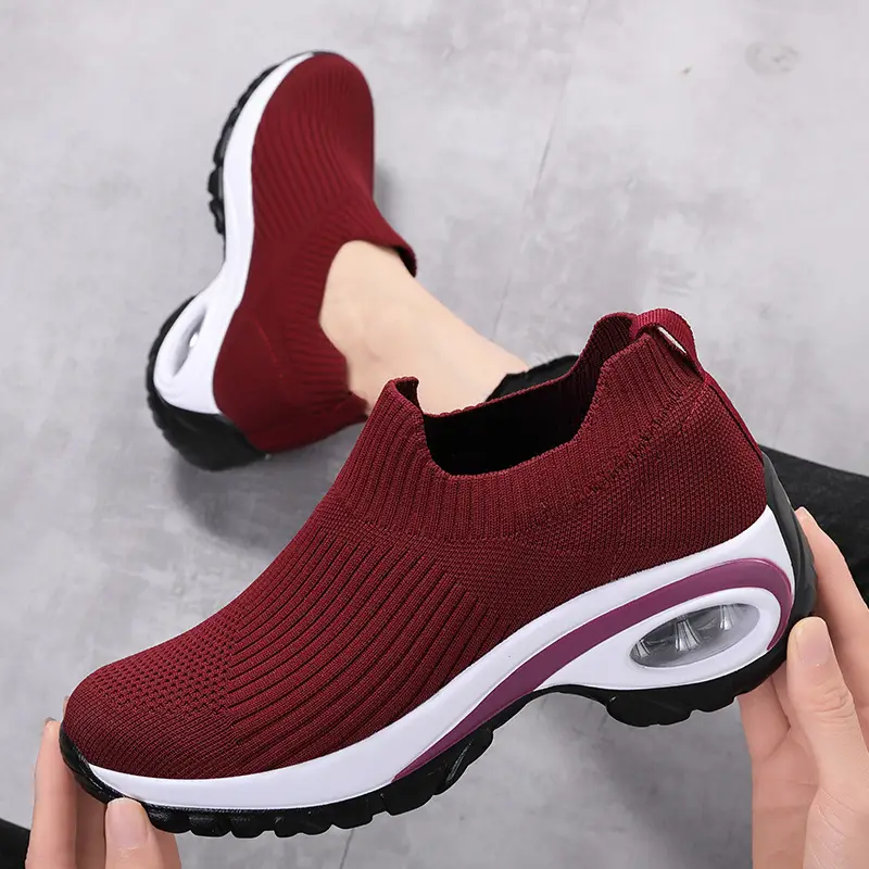 Cross-Border Casual Shoes, Autumn Thick-Soled Running Shoes, Women's Shoes, Comfortable Fly-Knit Breathable Slip-On Shoes, Women's Rocking-Soled Shoes - Image 2