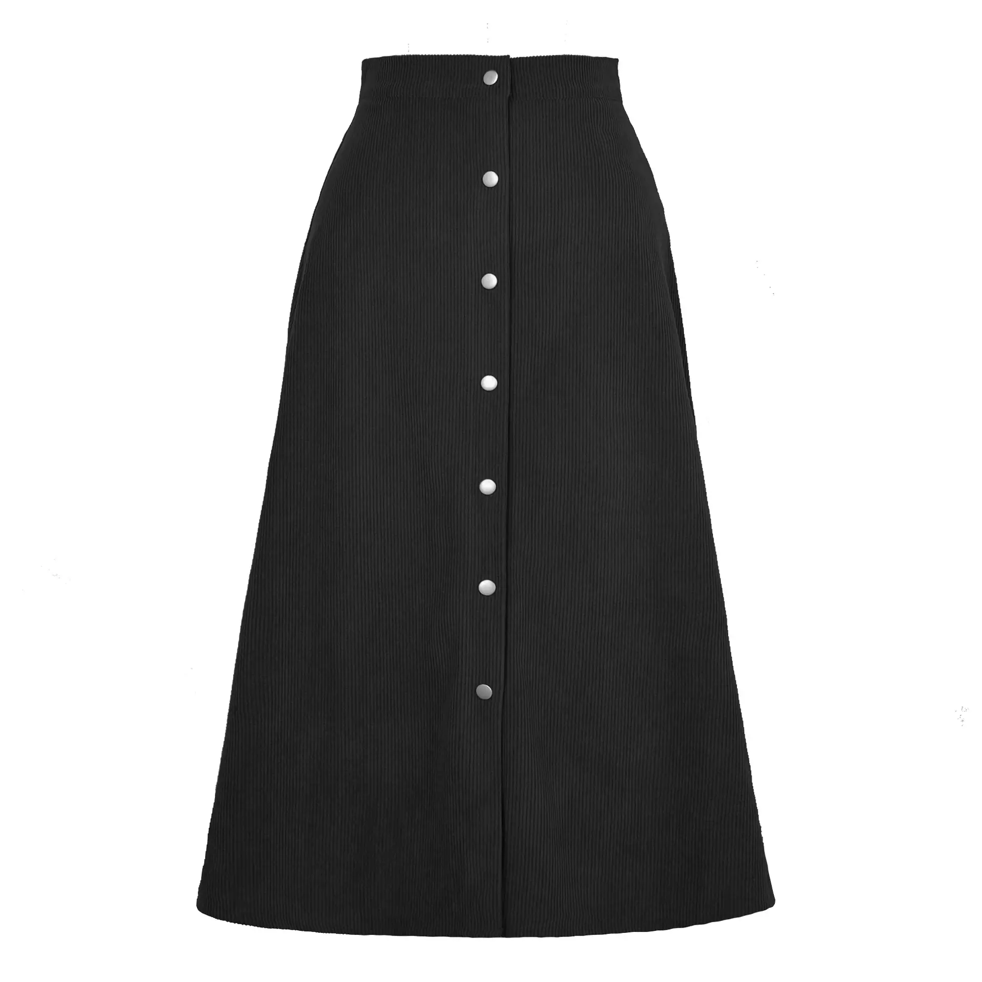 Women Corduroy Skirt High Waist Long Sleeve Tan