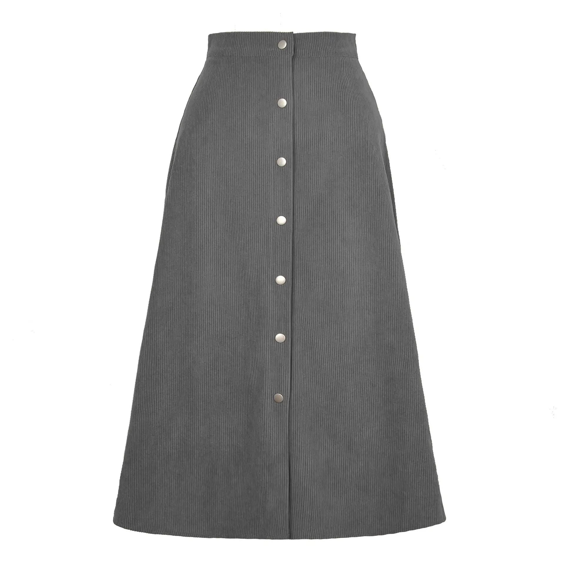 Women Corduroy Skirt High Waist Long Sleeve Tan