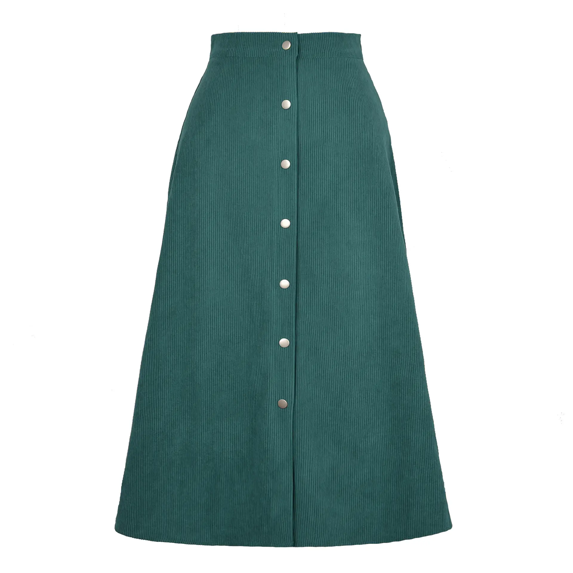 Women Corduroy Skirt High Waist Long Sleeve Tan