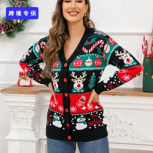 Red Deer Print Cross-Border Christmas Pullover Sweater — feature 5