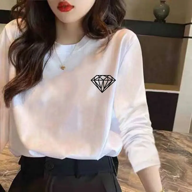 2024 Women Pure Cotton Long Sleeve T-Shirt C Print - Image 38