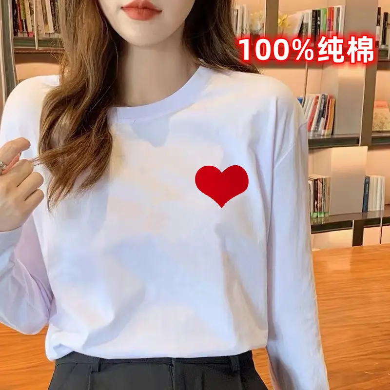 2024 Women Pure Cotton Long Sleeve T-Shirt C Print - Image 18