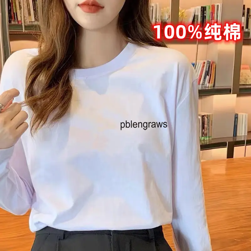2024 Women Pure Cotton Long Sleeve T-Shirt C Print - Image 22