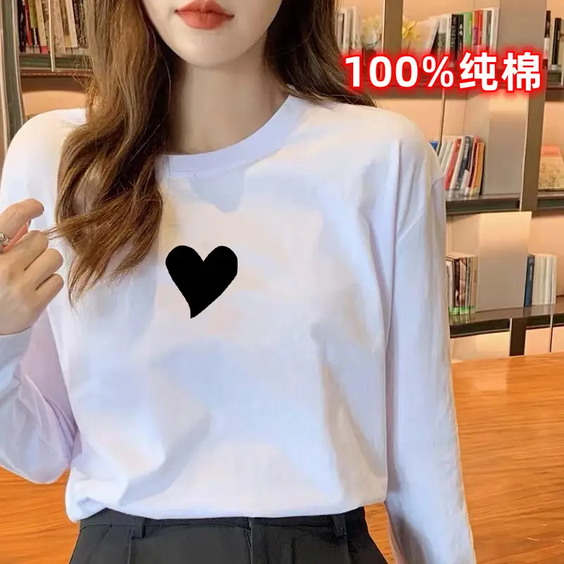 2024 Women Pure Cotton Long Sleeve T-Shirt C Print - Image 30