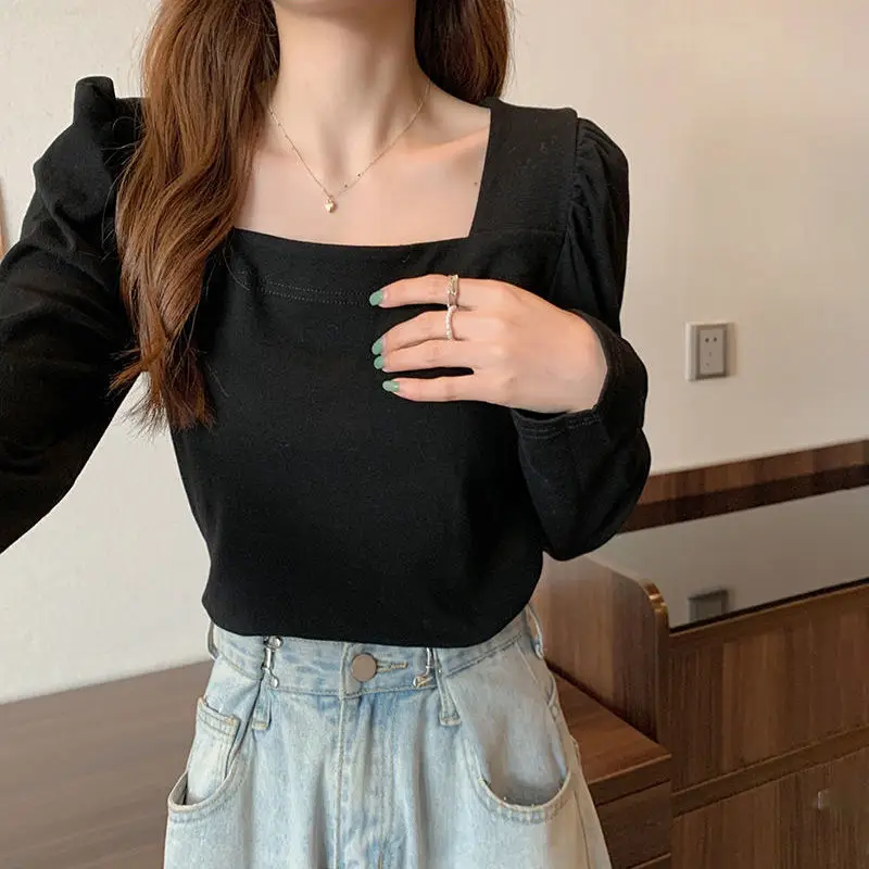 Women French Style Long Sleeve T-Shirt White 2022 - Image 6