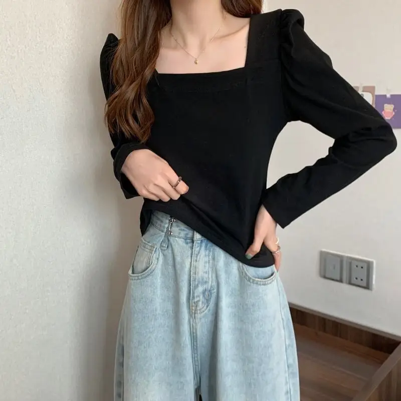 Women French Style Long Sleeve T-Shirt White 2022 - Image 2