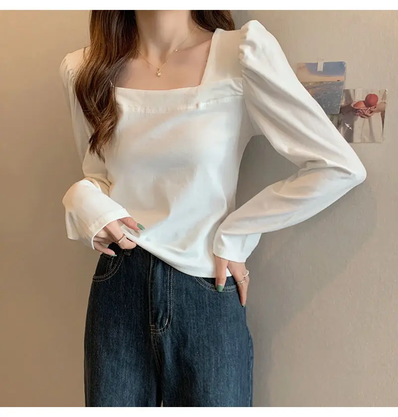 Women French Style Long Sleeve T-Shirt White 2022 — feature 1
