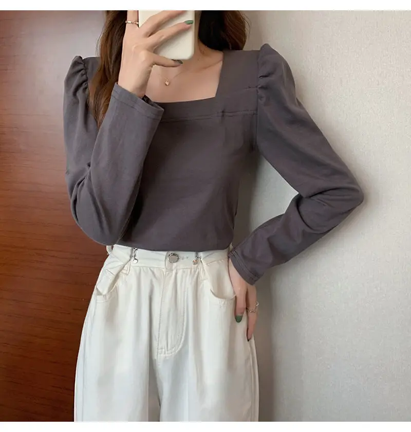 Women French Style Long Sleeve T-Shirt White 2022 — feature 17