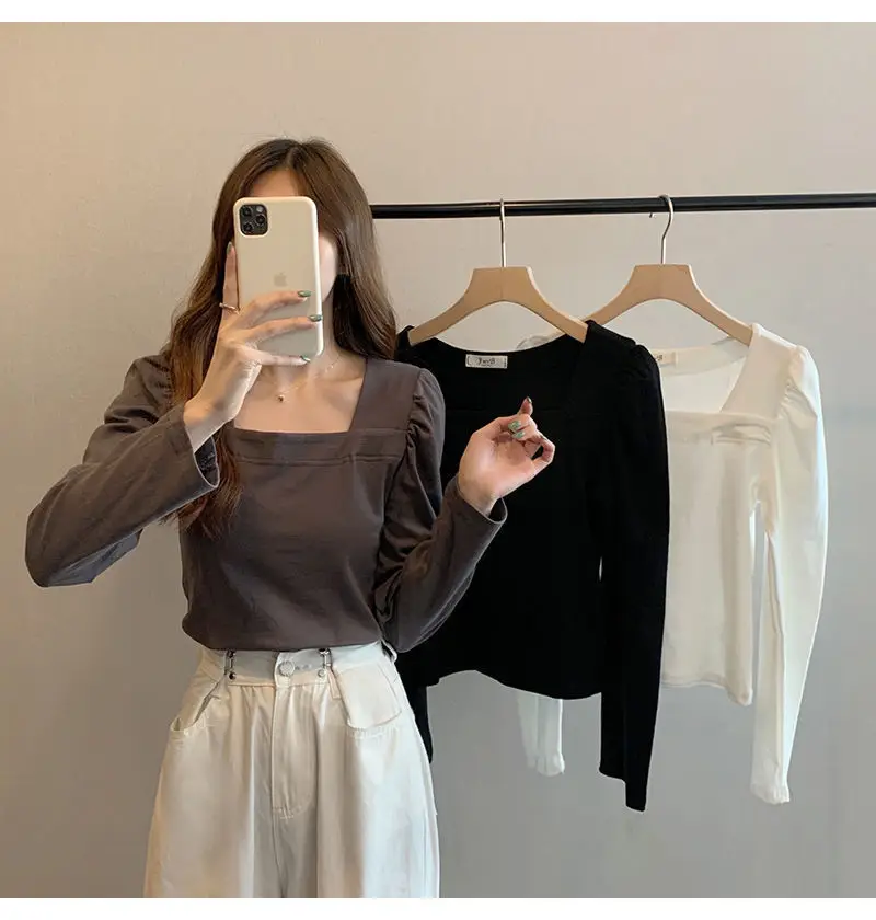 Women French Style Long Sleeve T-Shirt White 2022 — feature 18