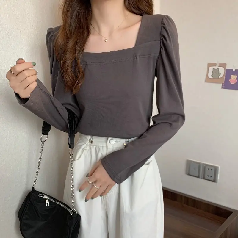 Women French Style Long Sleeve T-Shirt White 2022 - Image 3