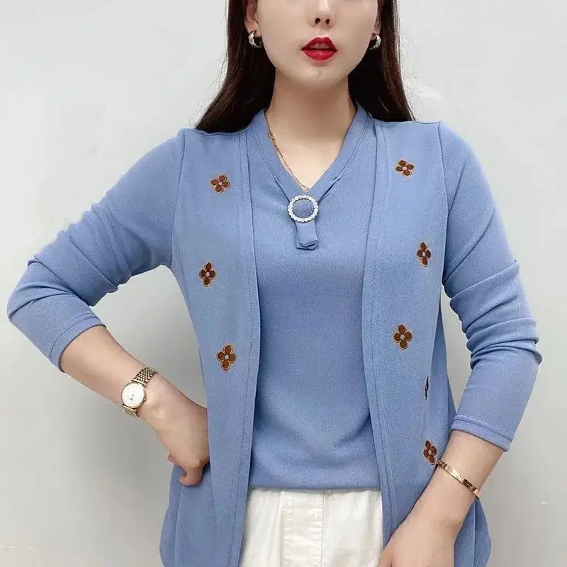 Green Embroidered Cardigan for Women Slimming Covering Top
