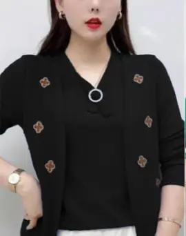 Green Embroidered Cardigan for Women Slimming Covering Top