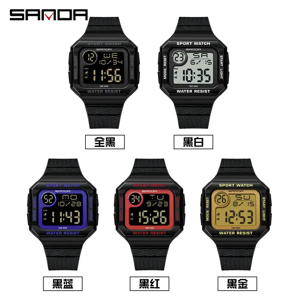 Sanda Digital Sport Watch 11:43 Multi-Functional Black - Image 9