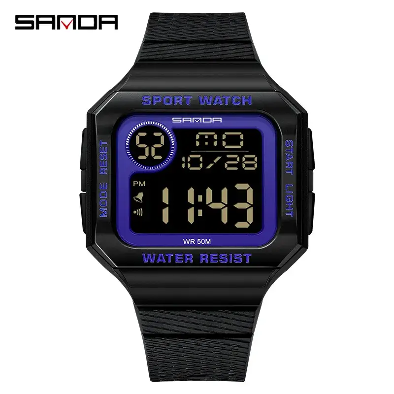 Sanda Digital Sport Watch 11:43 Multi-Functional Black - Image 3