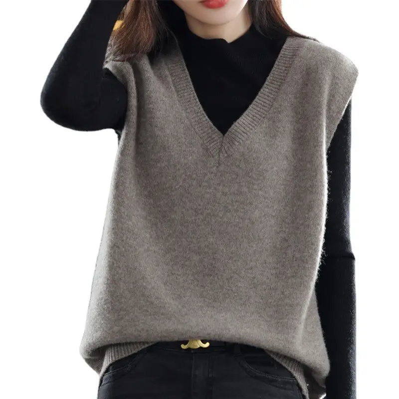Women's Soft Waxy Knitted V-Neck Vest Autumn 2022