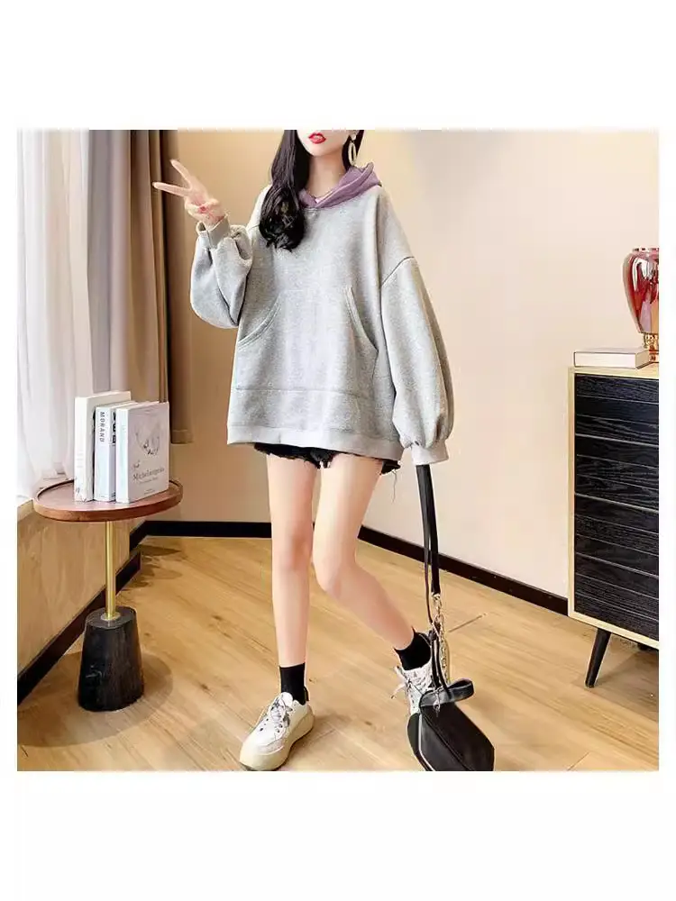 Women Korean Style Fleece Bear Hooded Jacket Green - Image 6