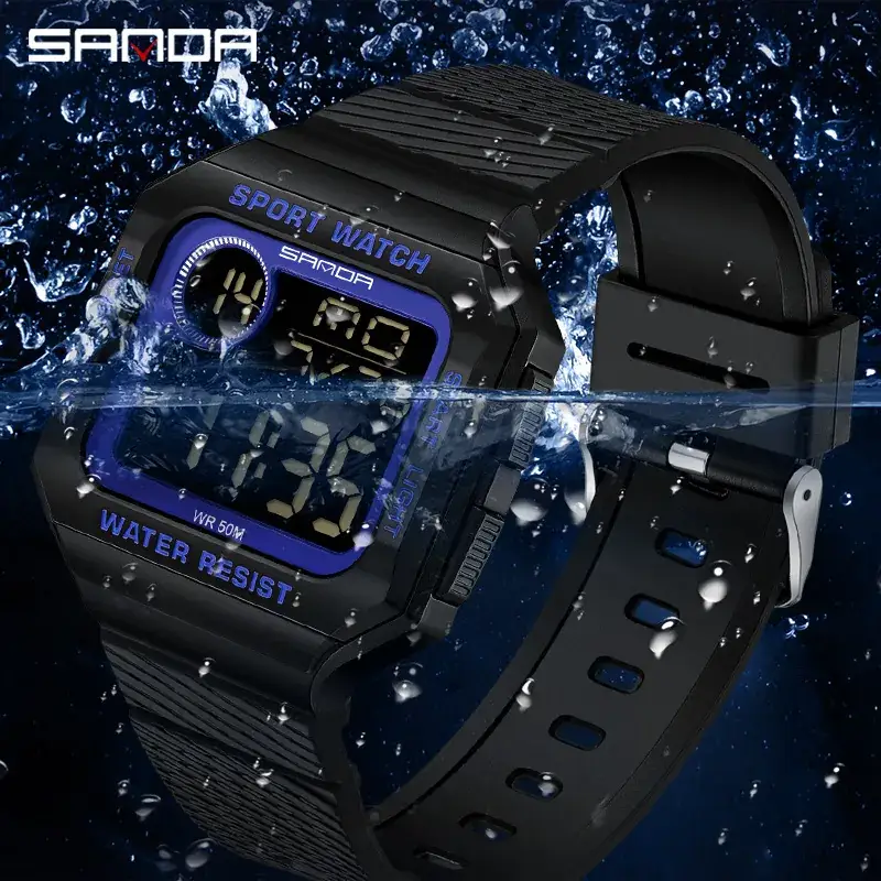 Sanda Digital Sport Watch Black Red Water Resistant
