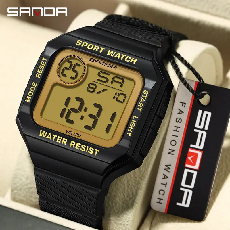Sanda Digital Sport Watch Black Red Water Resistant