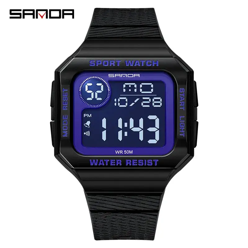 Sanda Digital Sport Watch Black Red Water Resistant
