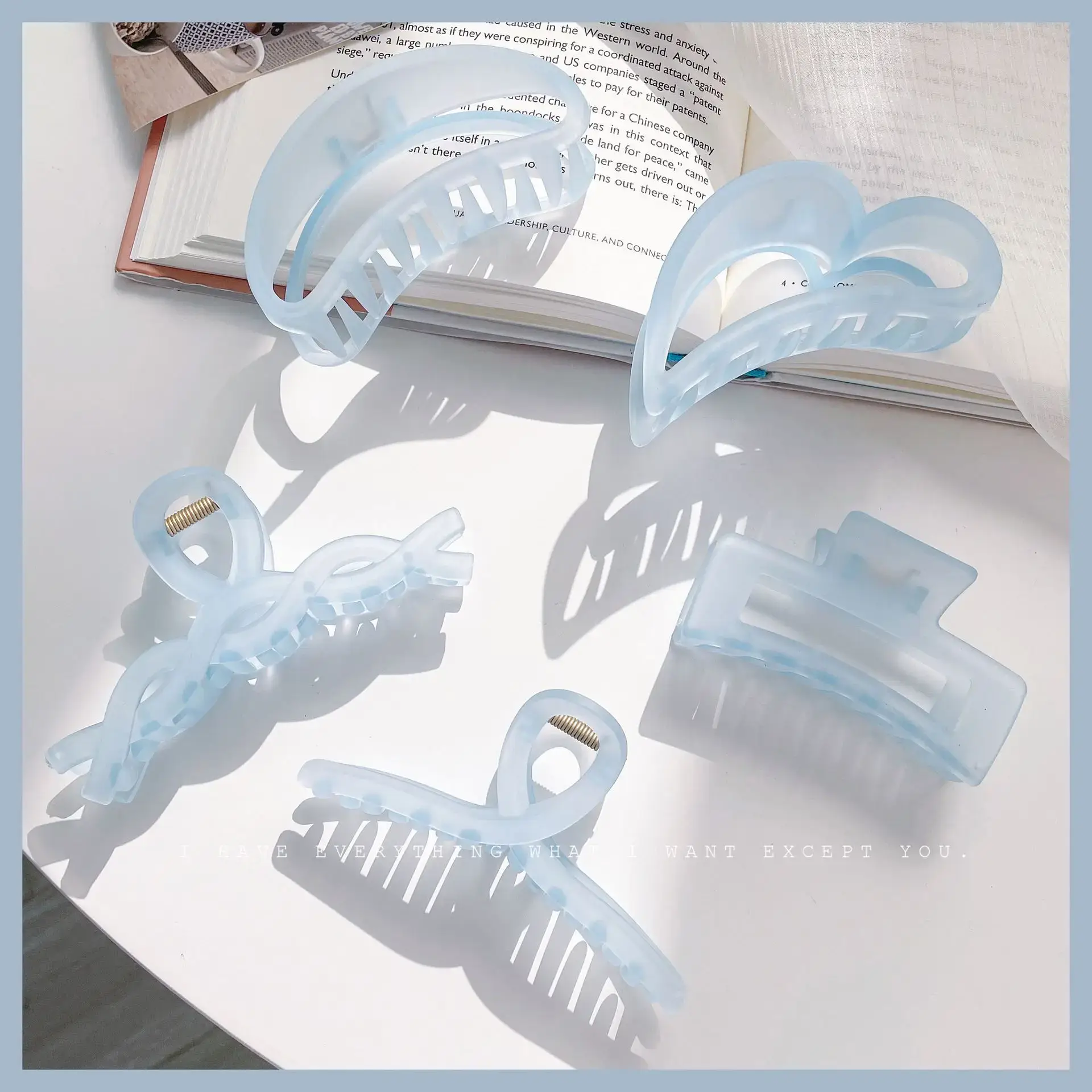 Light Blue Frosted Hair Clip for Women - Image 10
