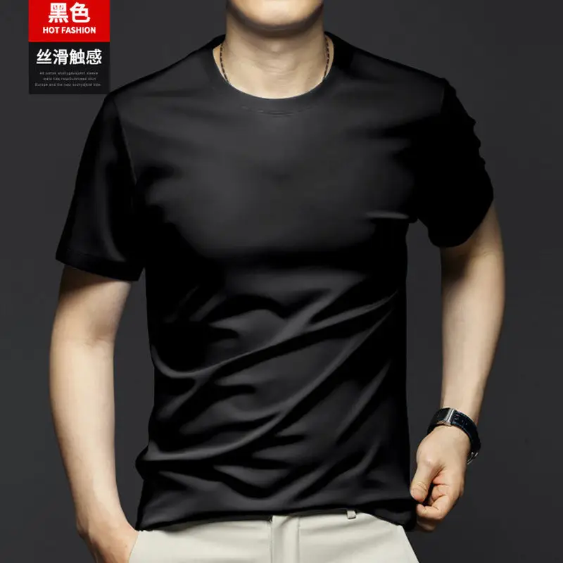 Men's Black Ice Silk Crewneck T-Shirt 2025 - Image 2