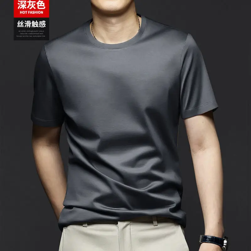 Men's Black Ice Silk Crewneck T-Shirt 2025 - Image 5