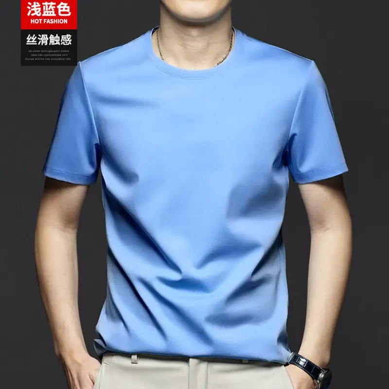Men's Black Ice Silk Crewneck T-Shirt 2025 - Image 6