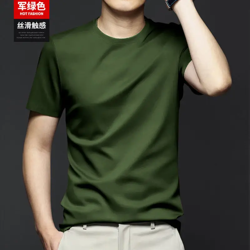 Men's Black Ice Silk Crewneck T-Shirt 2025 - Image 8