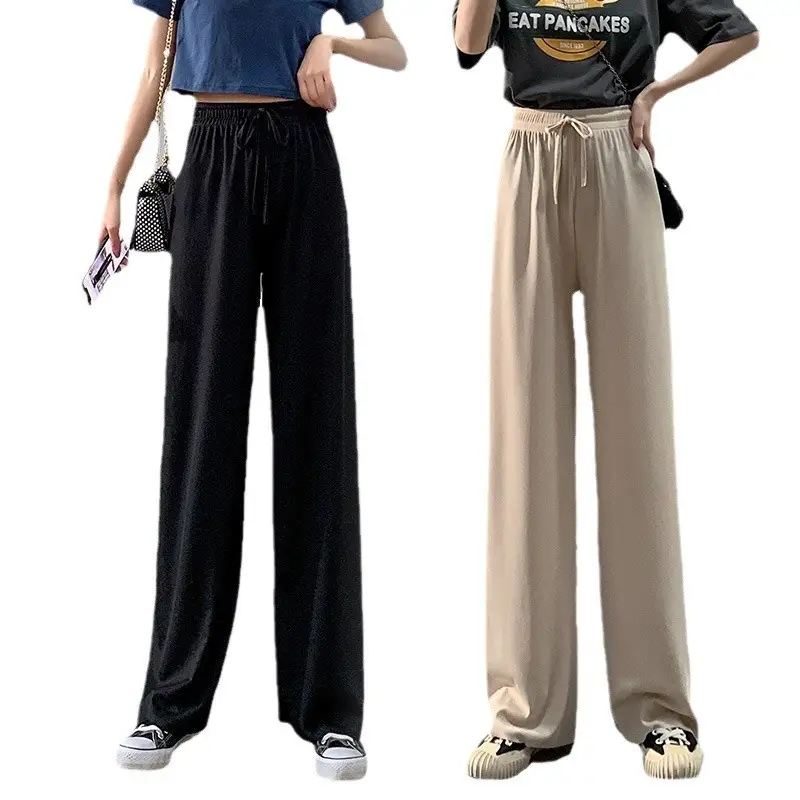 Women's 2025 Ice Silk Wide Leg Pants Olive Green - Image 12