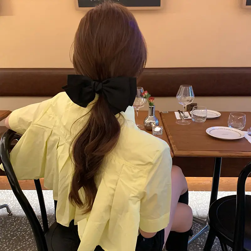 Black Bow Hairpin for Women Summer Back Clip